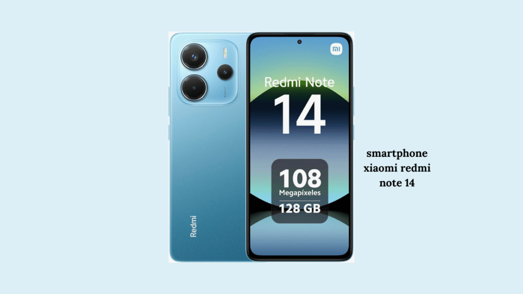 Smartphone Redmi Note 14 na cor Lime Green exibido de frente com tela ligada mostrando interface do sistema