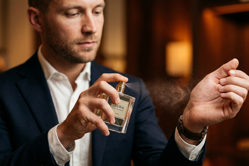 Dior Sauvage EDP vale a pena: homem sofisticado usando perfume em ambiente elegante