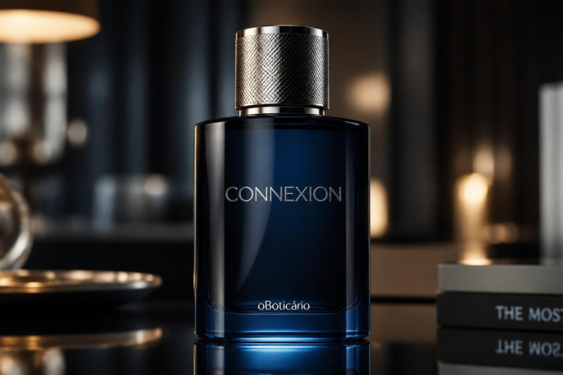 Frasco do perfume Quasar Blue em destaque sobre superfície refletiva, com fundo elegante e iluminação suave — Quasar Blue vale a pena.
