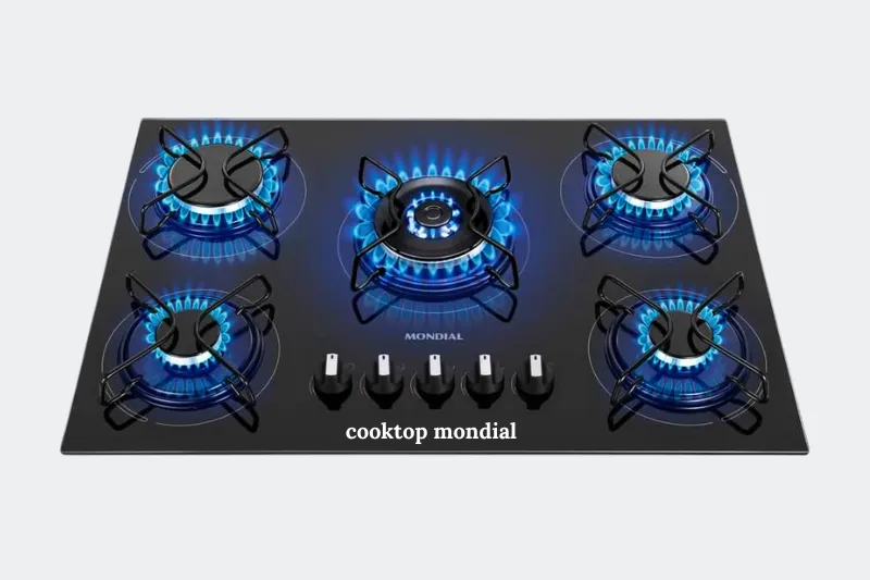 Cooktop Mondial 5 bocas preto com acabamento moderno e botões frontaiscooktop mondial