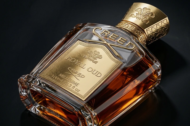 Frasco do perfume Creed Aventus com design luxuoso e acabamento sofisticado