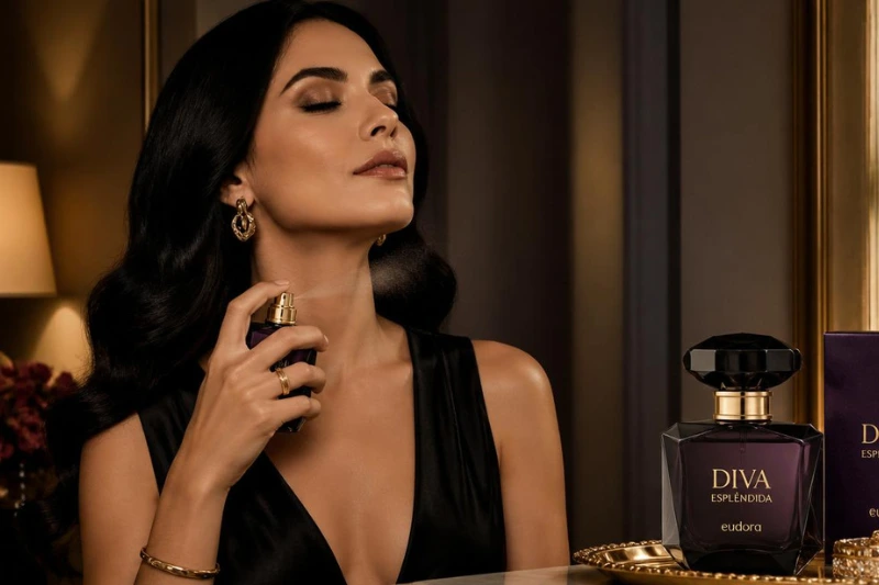 Mulher elegante representando a sofisticação do perfume Diva Esplêndida Eudora.