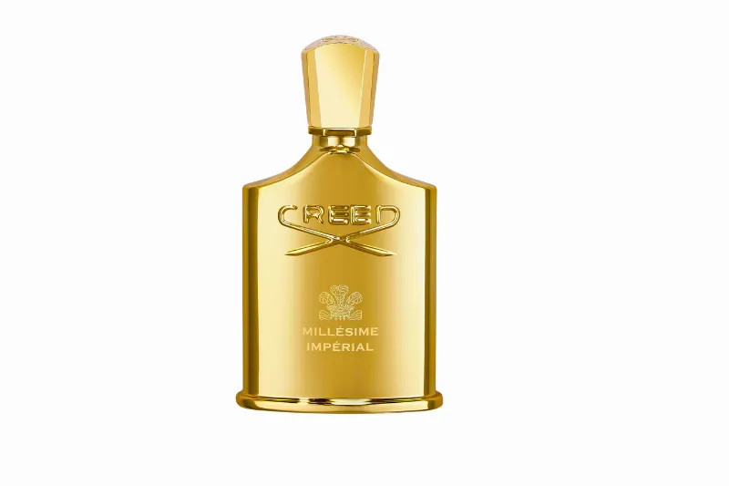 Frasco dourado do perfume Creed Miléssime Imperial Eau de Parfum 100ml