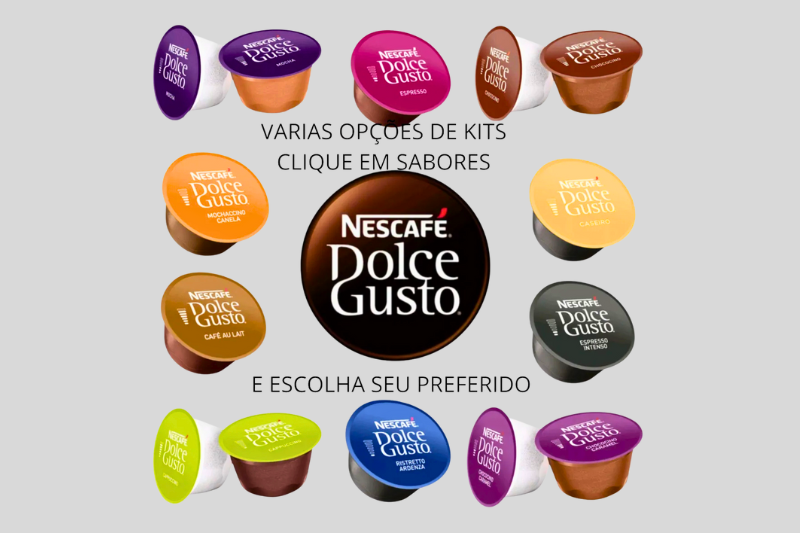 Variedade de cápsulas Dolce Gusto originais com diferentes sabores e intensidades.