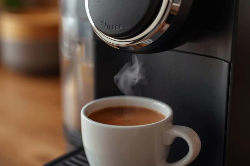 Ritual matinal de café com cápsulas Nespresso, xícara e ambiente aconchegante