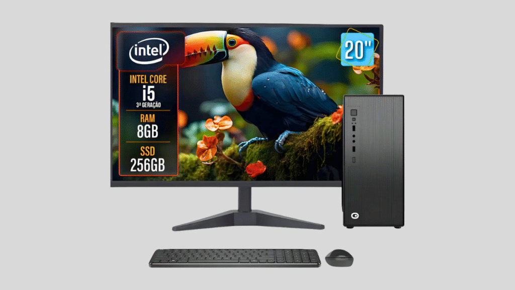 Computador Completo Intel Core i5 8GB RAM SSD 256GB com Monitor LED 20 polegadas Bivolt