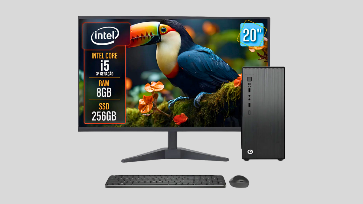 Computador Completo Intel Core i5 8GB RAM SSD 256GB com Monitor LED 20 polegadas Bivolt
