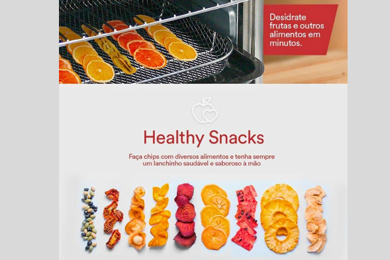 Forno Air Fryer com acessórios como bandejas e grelha.