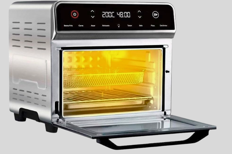 Forno Air Fryer sobre bancada de cozinha moderna.
