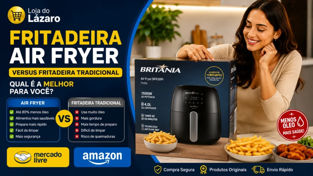 Fritadeira Air Fryer versus fritadeira tradicional: comparativo completo para escolher a melhor opção em 2026.