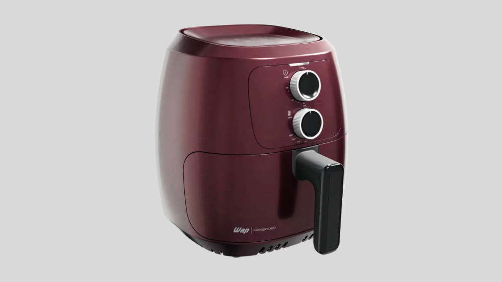 Fritadeira elétrica WAP Air Fryer Family 4L grena sobre bancada de cozinha.