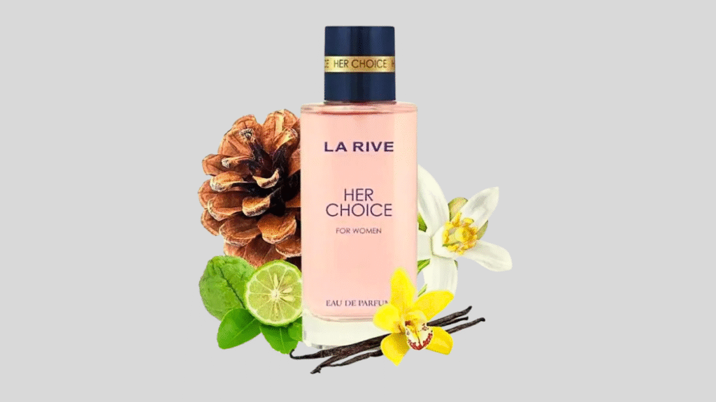 Perfume HER feminino em destaque com notas florais e toque amadeirado.