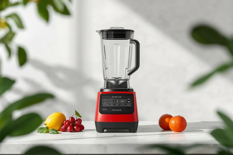 Liquidificador Turbo Power Mondial 550W em destaque sobre a bancada com frutas frescas ao redor