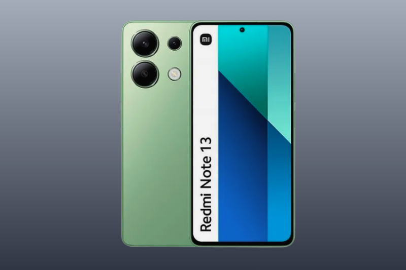 Xiaomi Redmi Note 13 4G Dual SIM na cor verde, com 256 GB de armazenamento interno e 8 GB de memória RAM.