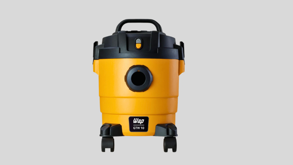 Aspirador de pó industrial amarelo e preto