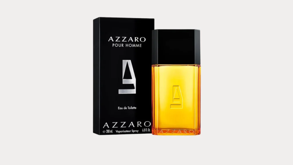 Frasco e embalagem do Azzaro Pour Homme Eau de Toilette, perfume masculino clássico