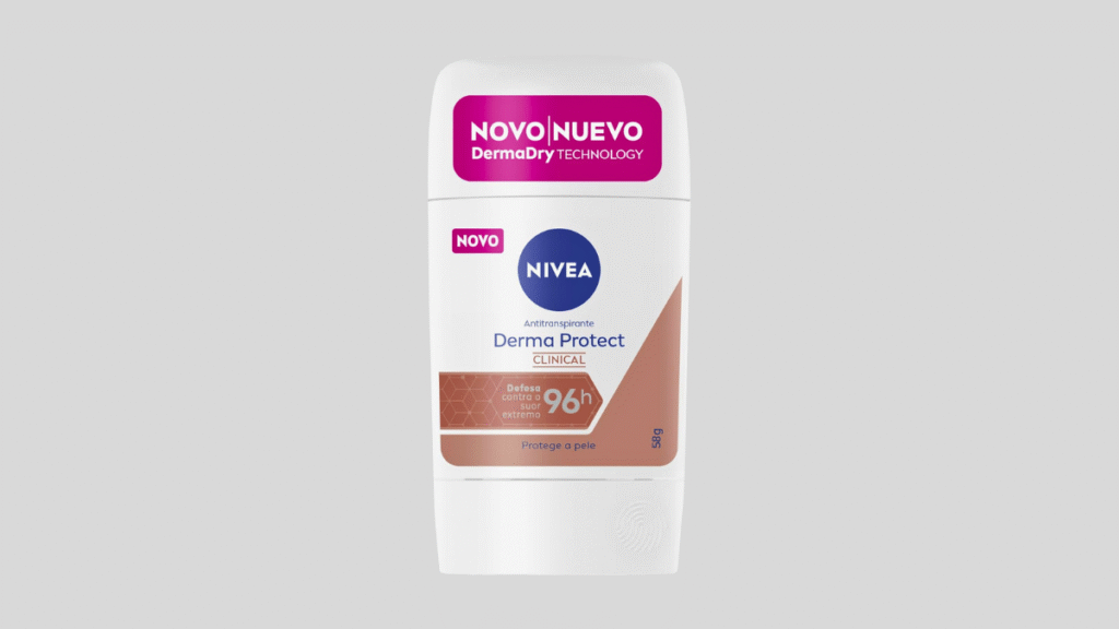 Desodorante antitranspirante Nivea Derma Protect Clinical com proteção de 96 horas contra odor e suor excessivo