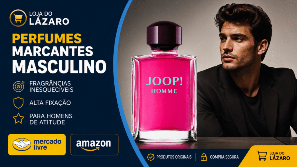Perfumes Masculinos Marcantes com destaque para o Perfume Joop! Homme importado de alta fixação disponível na Loja do Lázaro.