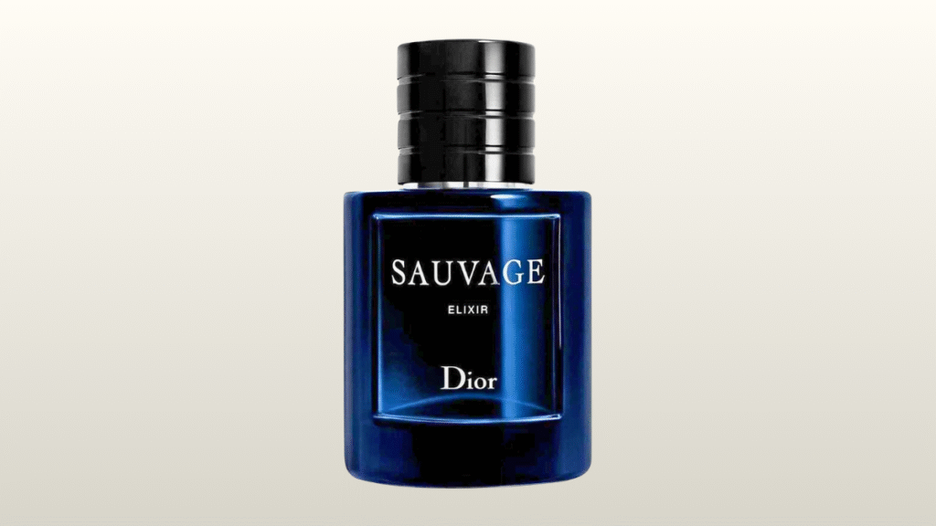Frasco do perfume masculino Sauvage Dior importado, embalagem azul escura com design moderno disponível na Amazon