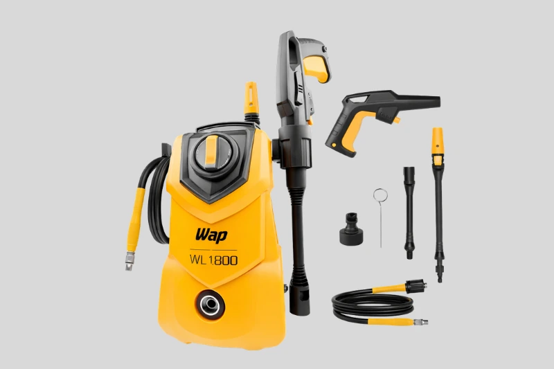 Lavadora de alta pressão WAP WL1800 com acessórios completos para limpeza doméstica e profissional