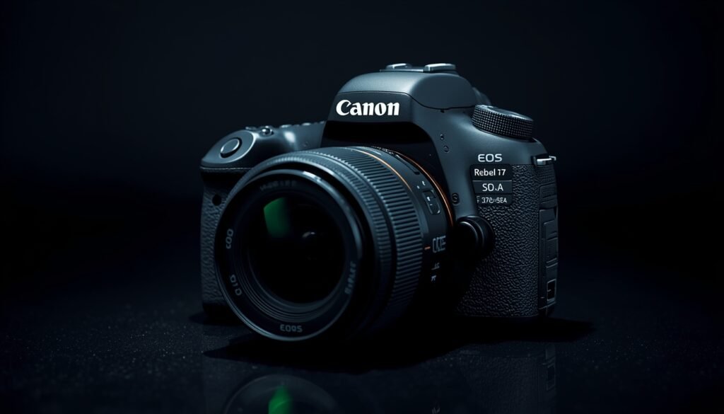 Câmera Canon EOS Rebel T7 com lente 18-55mm capturando imagens com alta qualidade e nitidez