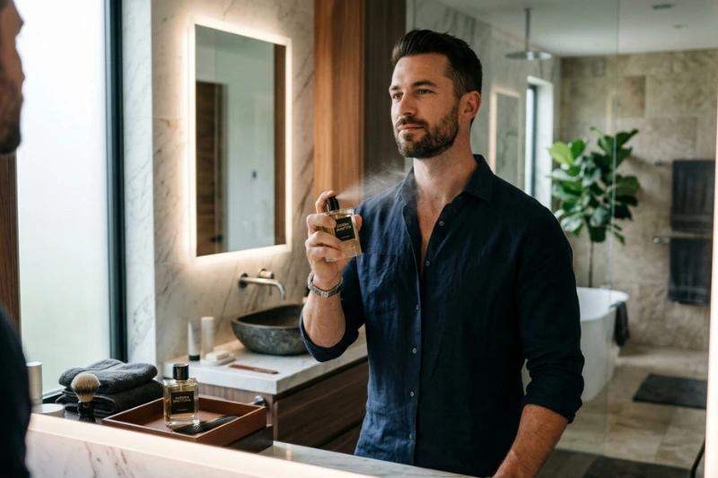 Ferofire Men — homem moderno com estilo sofisticado usando a fragrância masculina Ferofire Men