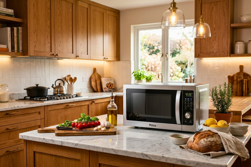 Melhor micro-ondas Philco em cozinha moderna com iluminação natural