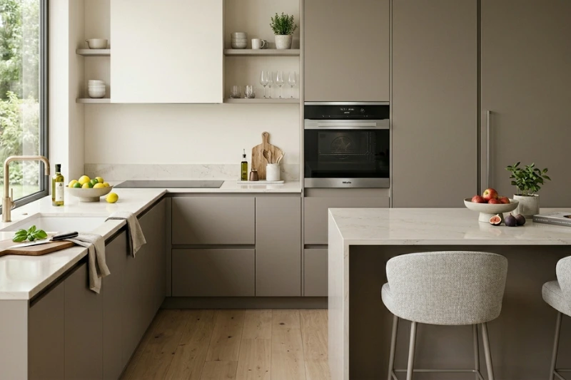 Air fryer forno em cozinha moderna com design clean e tecnologia avançada
