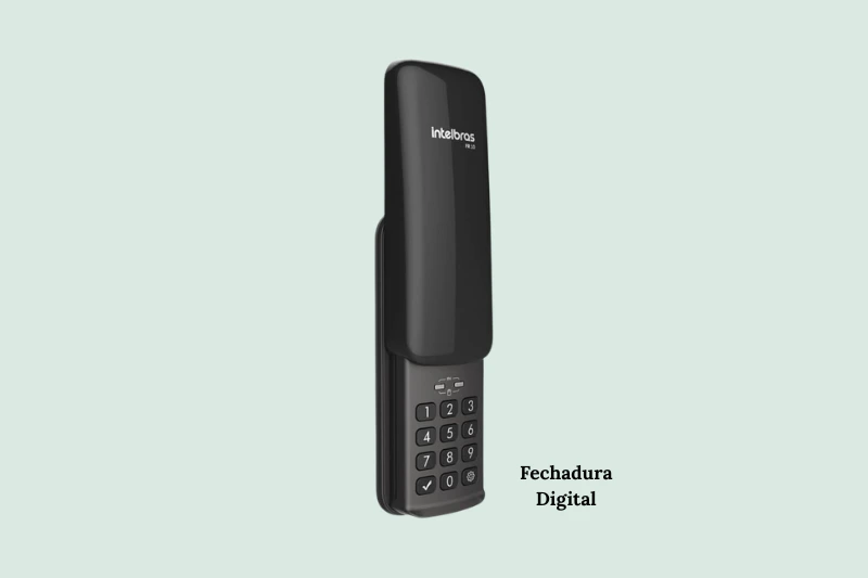 Fechadura digital com teclado numérico completo e display LED verdeFechadura Digital