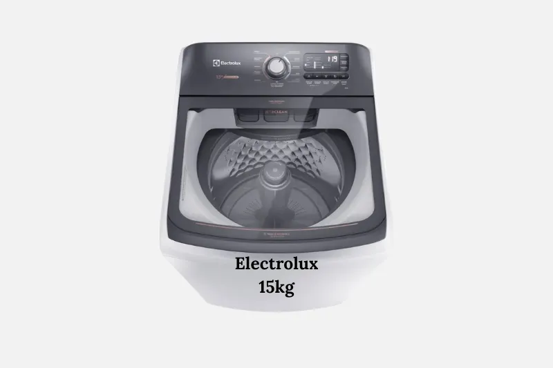 lavadora de roupas Electrolux 15kg branca com tampa de vidro e painel digital
Electrolux 15kg