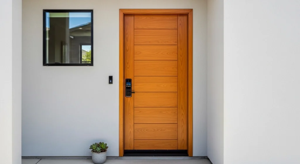 entrada de casa moderna com sistema de segurança eletrônico