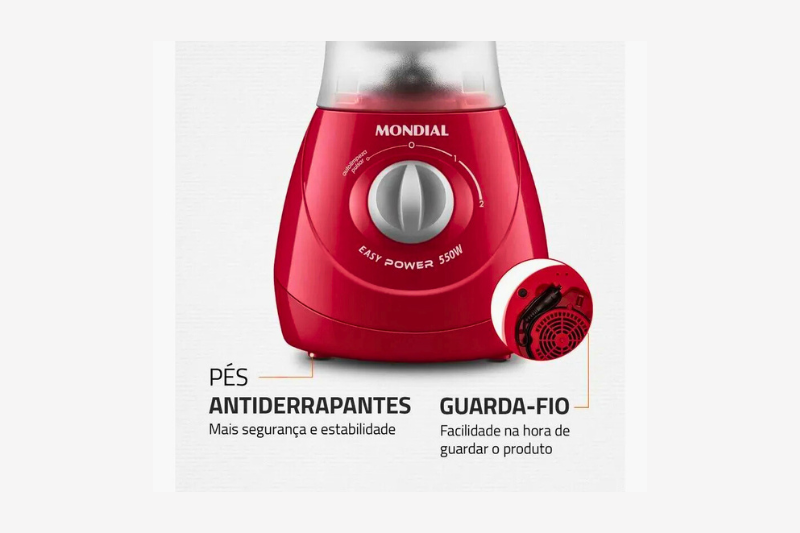 Detalhes da base do liquidificador na lista de melhores eletrodomésticos baratos para casa.