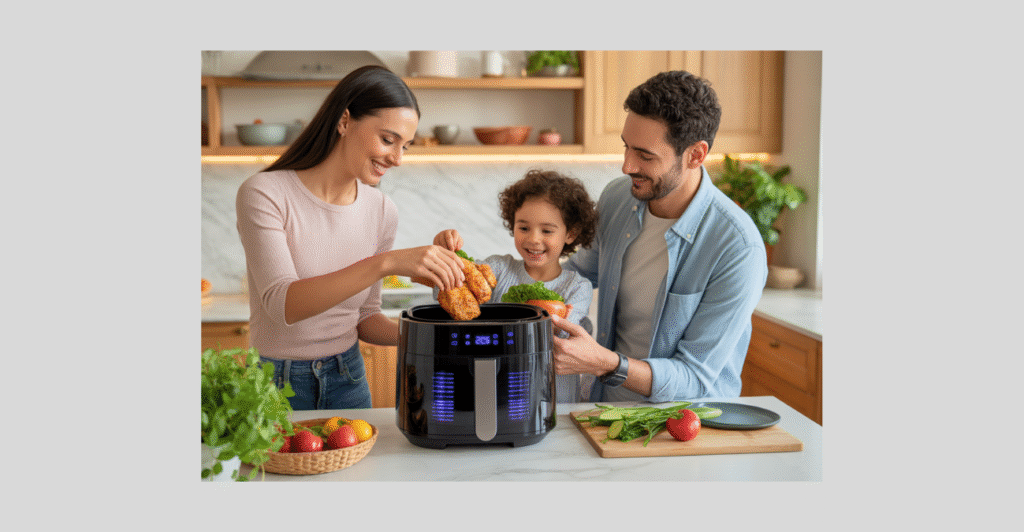 Fritadeira elétrica WAP Air Fryer 4L, modelo mais vendido em 2026, com design moderno e capacidade ideal para famílias, destacando custo-benefício e eficiência no preparo de alimentos saudáveis."