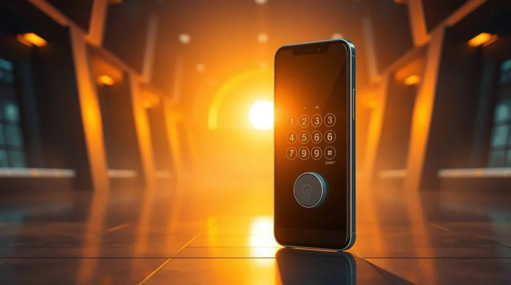 Fechadura eletrônica inteligente com leitor digital iluminado em ambiente moderno, destacando tecnologia avançada, segurança e acesso por biometria ou senha.