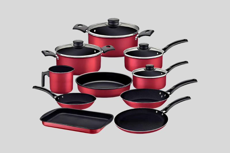 Jogo de panelas antiaderente vermelho Turim — produtos úteis do Mercado Livre