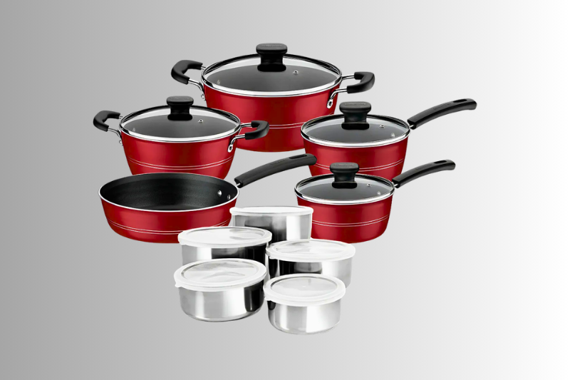 Jogo de panelas antiaderente vermelho — produtos úteis do Mercado Livre
