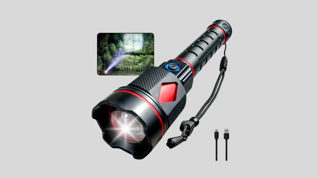 Lanterna Tática P90 3000 lúmens com zoom ajustável e bateria recarregável USB