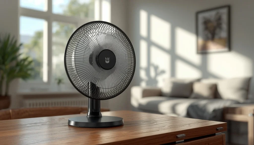 Ventilador Mondial Super Power VSP‑30‑AP sobre mesa de madeira em sala iluminada, representando os melhores eletrodomésticos baratos para casa.