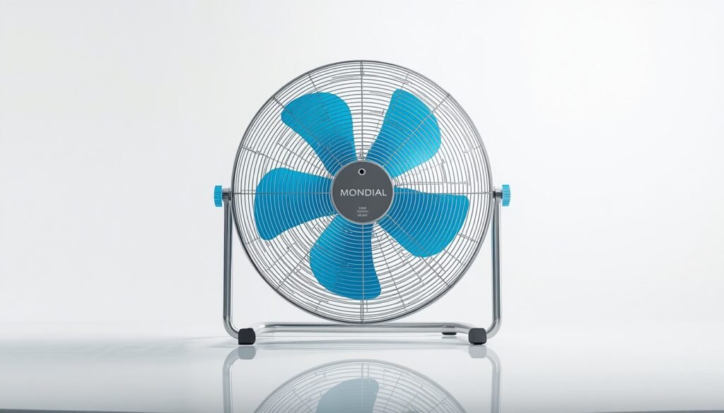 Ventilador Mondial Super Power VSP-30-AP, destaque entre os melhores eletrodomésticos baratos para casa, em fundo branco com hélices azuis.