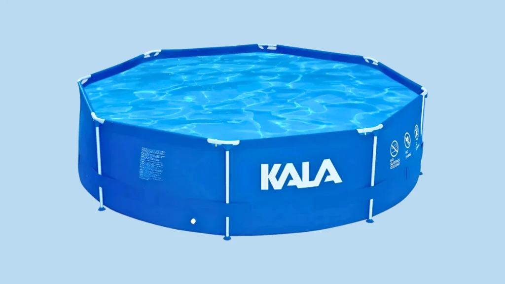 piscina estruturada kala 5200l redonda azul com kit reparo
