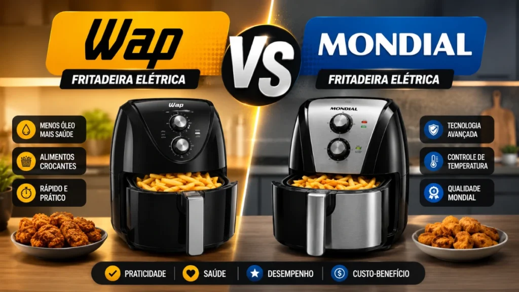 WAP vs Mondial: comparação entre fritadeiras elétricas para descobrir qual oferece o melhor desempenho, custo-benefício e qualidade.