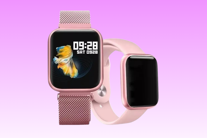 Relógio feminino smartwatch rose com monitor de saúde